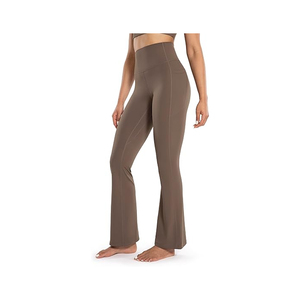 Pantalons de sport évasés taille haute pour la salle de sport, leggings de sport haut de gamme pour femmes, leggings de yoga push-up avec fermeture, prix bas - Product Image 3