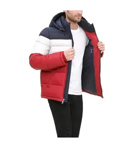 Neu gestaltete benutzer definierte Logo Winter Herren Puffer Jacken Plus Size Shiny Solid Cotton Warme Overs ize Casual Puffer Jacke