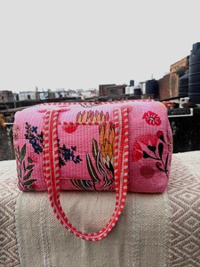 Bolsa de Lona Acolchada con Flores, Bolsa Deportiva de Lujo, Gran Capacidad, Algodón Duradero, Fin de Semana, Hecho a Mano - Product Image 2