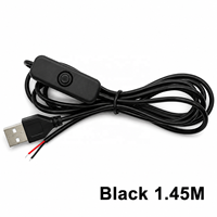 Cable de Alimentación con Interruptor de 5V, USB Macho a Conexión de 2 Núcleos, Botón de Encendido/Apagado 501 para Tiras LED, Lámparas, Bombillas, Luces DIY