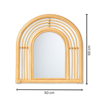 Miroir mural en rotin design arc fabriqué à la main miroir d'appoint en bambou naturel avec style Art déco pour la décoration intérieure