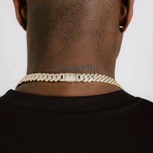 Joyería fina de plata 925 chapada en oro de 14K, collar de cadena de eslabones cubanos de moissanita de 12mm, cadena cubana helada estilo Hiphop sin cuello - Product Image 2