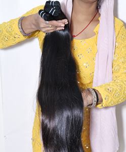 100% cheveux humains naturels couleur noire aucun enchevêtrement crépus droite non transformés faisceaux Temple indien Extensions de cheveux humains - Product Image 6