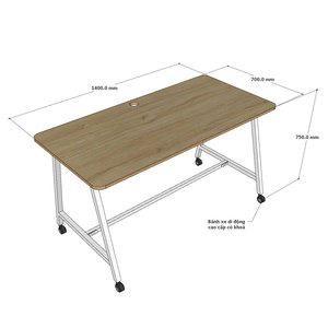 CFOS003 Pieds de bureau mobiles en métal au design minimaliste pour bureaux de 140x70cm, revêtement poudré - Product Image 5