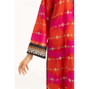 Ensemble de 3 robes décontractées imprimées en tissu lawn pour femmes, orange et rose - Product Image 1