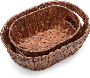 ตะกร้าใส่ของทรงวงรีน้ำผักตบชวาธรรมชาติของเวียดนามทำด้วยมือพร้อมที่จับทนทานสำหรับจัดเก็บในบ้านและของตกแต่งอย่างมีสไตล์ - Product Image 1