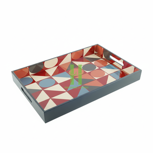 Bandeja de Servicio Rectangular Grande con Asas, Estilo Bohemio, Bandeja Otomana Decorativa de Plástico para Mesa de Centro - Product Image 4