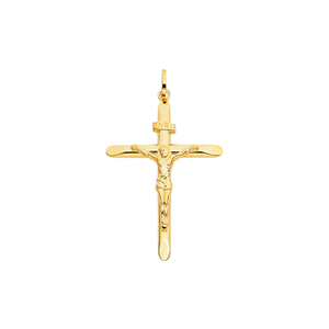 Colgante de Cruz de crucifijo Unisex chapado en oro amarillo de 14 quilates, abalorio de aleación de Metal cristiano religioso de moda con circón para niños - Product Image 1