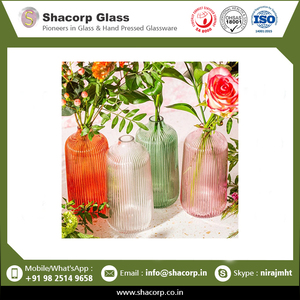 Jarrón de vidrio acanalado para Hotel y hogar, diseño antiguo, decorativo, exquisito, alto, color - Product Image 5