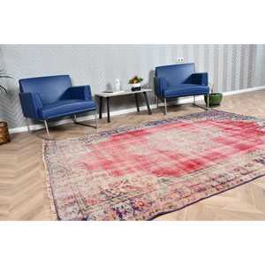 5.6x8.2 ft Rug, Turkish Vintage Large Rug, <b>Red</b> <b>Wool</b> Rug - Product Image 2
