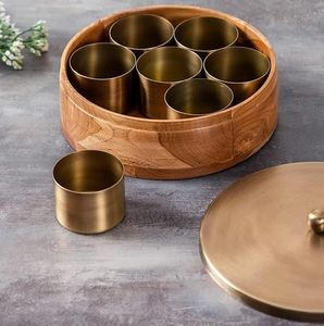 กล่องไม้ธรรมชาติ Sheesham Masala พร้อมกล่องไม้ธรรมชาติที่มีฝาปิดโลหะสำหรับงานฝีมือทำด้วยมือ - Product Image 2