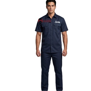 Top Selling Men's Custom Cotton Twill Security Uniform Man Workwear Button <b>Down</b> Half Sleeve Regular <b>Pant</b> & Shirt Macinic Uniform - Product Image 1