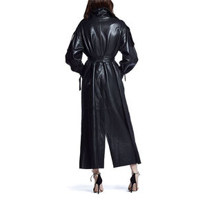 Abrigo Largo de Cuero Negro Atlántico para Mujer, Estilo Clásico Nuevo, Corte Entallado, Peso Personalizado, Impresión, Servicio ODM de Invierno - Product Image 2