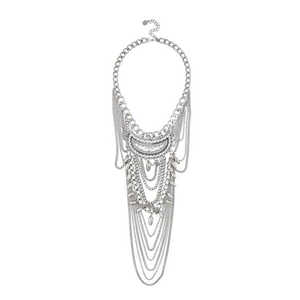 Urthn Collar Llamativo Oro Blanco 18K Chapado en Oro Cadena Multi-Gota Rodio-Princesa Corte Diamante Estilo Religioso-1109216 - Product Image 1