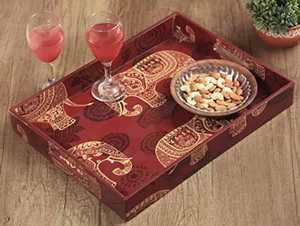 Plateau de service en MDF imprimé éléphant royal en émail avec poignée Design moderne écologique Passe au lave-vaisselle Utilisation pour les fêtes - Product Image 6