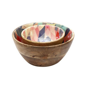 Bol à salade en bois naturel fait main, peinture émaillée, design moderne écologique, marque Star Crafts India pour la maison, la cuisine et les mariages - Product Image 1