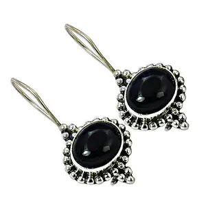 Boucles d'oreilles pendantes ovales en onyx argenté plaqué or glamour pour bijoux élégants pour femmes - Product Image 3