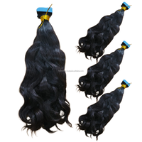 Extensions de cheveux à bandes adhésives double épaisseur de qualité supérieure, 100 % cheveux indiens vierges Remy, cuticules alignées, longueur complète, ondulées, paquets haut/bas