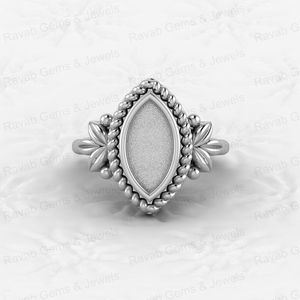 Sólido 925 Plata 6x12mm Marquesa con bisel de hoja taza semimontaje resina y cenizas trabajo Joyería hallazgos componentes Piedra en blanco - Product Image 2