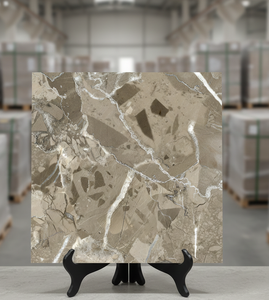 Carreaux de sol en porcelaine brillante de qualité supérieure, modernes, en onyx brun pierre, 600x600 mm, pour salle de bain - Product Image 1