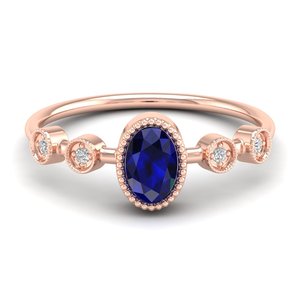 Anillos de Compromiso de Plata de Ley 925 con Moissanita, Corte Ovalado, 0.5 Quilates, Gema de Zafiro Azul, Joyería Fina, Precio al por Mayor REYES - Product Image 1