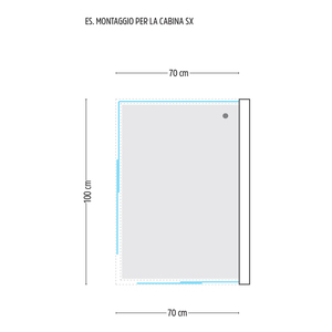 Ogomondo Esquina izquierda Cabina de ducha de 3 lados 70x100x70 Placa de ducha de puerta serigrafiada acrílica 70x100x70 Izquierda + Ducha acrílica - Product Image 4