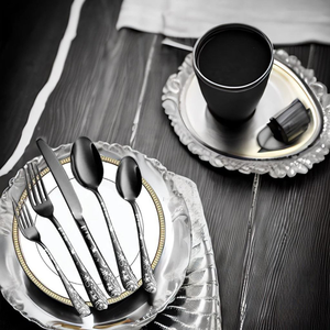 Nouvellement Design Haute Qualité Camping En Acier Inoxydable Miroir De Mariage Couverts Ensembles De Luxe Fantaisie Cuillère Fourchette Couteau Couverts Ensembles - Product Image 3