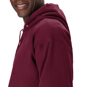 เสื้อฮู้ดแขนยาวสำหรับผู้ชายเสื้อมีฮู้ดสไตล์สตรีทแวร์ผ้าคอตตอน100% ไหล่ตกดีไซน์แบบกำหนดเอง - Product Image 4