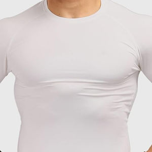 Top de entrenamiento físico de gimnasio de manga larga para hombre de alta calidad Nuevo diseño de cuello redondo en blanco para correr y sudaderas - Product Image 3