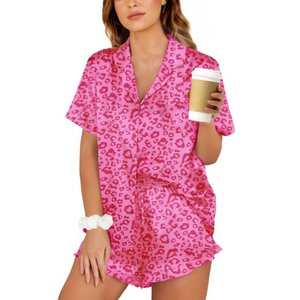 ชุดนอนผูกโบว์ลายหัวใจเซ็กซี่สำหรับฤดูร้อนชุดนอนของผู้หญิงเสื้อเอวลอยสวมใส่สบายและกางเกงขาสั้น - Product Image 1