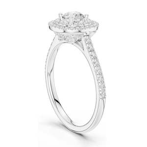Bague de fiançailles pour femme avec halo de diamants de laboratoire ronds brillants de 1,07 carat, clarté VVS-VS EF, or 18 carats, 14 carats, 10 carats et argent 925 - Product Image 5