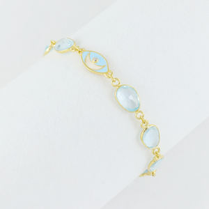 Hot Sale <b>Silver</b> Gold Plated Beaded Blue Topaz And Zircon Bracelet for <b>Women</b>-Trendy Party & Wedding Jewelry - Product Image 1