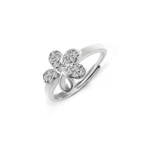 NOVAMART Fine Zarkan Pure <b>925</b> <b>Silver</b> <b>Ring</b> with Cute Flower Geometric Pattern Rhodium/Gold Plating for Everyday Wear Wedding Hand - Product Image 1