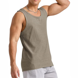 เสื้อกล้ามวิ่งผู้ชาย ผ้าถัก ระบายอากาศได้ดี 100% ผ้าฝ้าย สำหรับออกกำลังกายในฤดูร้อน ฟิตเนส ยิม - Product Image 5