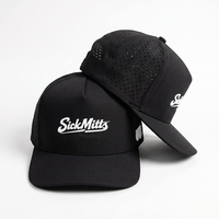 Zwarte 5-panel golfpetten met lasergesneden luipaardfruitpatroon, waterdichte Oxford-stof, aangepast logo, 3D-borduurwerk, sport-baseballcaps