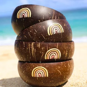 Meilleure vente Bol de pluie en noix de coco Bol de vente pour porte-vaisselle Fruits et salade faits à la main au Vietnam Vente en gros Meilleur prix - Product Image 5