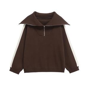 Women Fashion 2 Piece Set Brown Pullover Sweatshirts & Vintage High Elastic Waist Trousers Female <b>Pants</b> Sets - Product Image 3