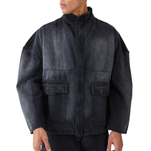 แจ็คเก็ตเดนิมฤดูหนาวแบบย้อนกลับได้ ไม่มีปก สีดำ ผ้าฝ้ายแท้ 100% คุณภาพสูง ทันสมัย ป้องกันลม เป็นมิตรกับสิ่งแวดล้อม ทรงโอเวอร์ไซส์ - Product Image 6