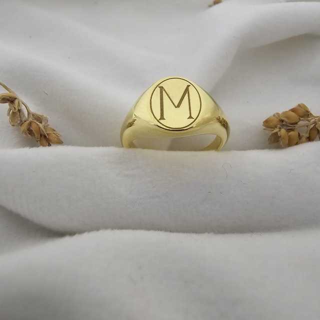 Customizable Men's/Women's 925 Sterling Silver Platinum/Gold Plated Signet Ring Beautiful Initial Word Design Personalized Ring