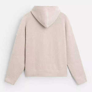 Sweat-shirt à capuche en tricot pour homme, avec fermeture éclair, design simple, couleur unie, manches longues, épaules tombantes, logo personnalisé OEM - Product Image 4