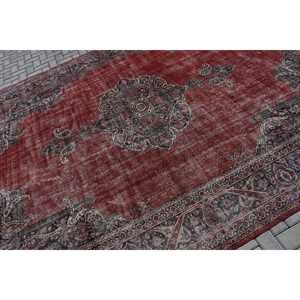 Vintage Oversize Rug, 8.8x12.2 ft Turkish Rug, <b>Red</b> <b>Wool</b> Rug - Product Image 4