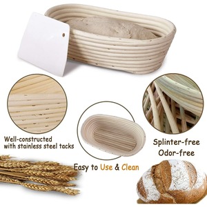 Panier de cuisson en rotin tissé à la main avec doublure en coton à l'intérieur du panier d'épreuvage de forme ovale naturelle - Product Image 3