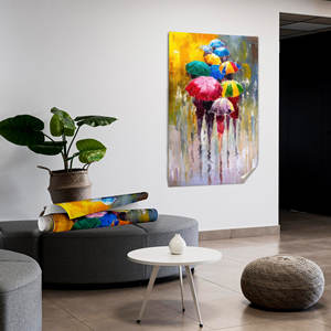 Elegante decoración para el hogar en días de lluvia, obra de arte impresa en lienzo, diseño vibrante, lienzo enrollado de 1 pie - Product Image 1