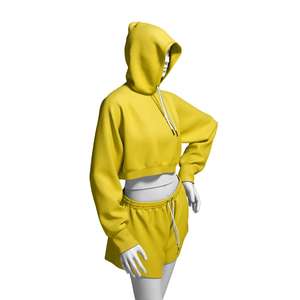 Conjunto de Sudadera Corta Holgada con Cremallera y Pantalones Cortos para Mujer, Estilo Y2K Personalizable, Conjunto de Sudadera y Pantalones Cortos para Mujer - Product Image 5