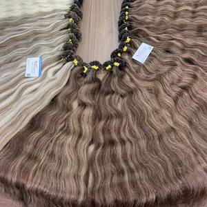 Extensions de cheveux vietnamiens en kératine brute 100% naturelle de haute qualité, pointes en U, Remy, double trame, style ondulé, lot en gros prêt à l'emploi - Product Image 1