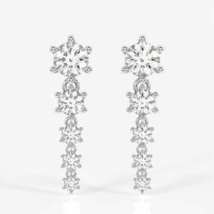 18K White <b>Gold</b> Round Cut Lab Grown Diamond Drop <b>Earrings</b> Cute Vintage <b>Dangle</b> for Wedding Christian Hoop Style - Product Image 5