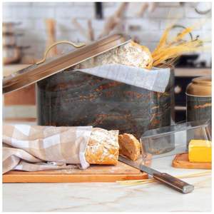 178 x 338 x 200 mm Metal Bread <b>Box</b> with 9.8L Capacity Rock and Gold Finish Food Storage & <b>Container</b> with Metal Handle - Product Image 4