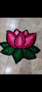 เสื่อปูพื้นลายดอกบัวศิลปะทำมือสวยงามผสมสีชมพูสีเขียวสำหรับตกแต่งบ้านสำหรับห้องนั่งเล่น - Product Image 1