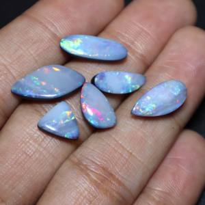 6 pièces naturel australien opale Doublet Cabochon Multi feu Doublet opale Doublet naturel australien opale pierre précieuse en vrac - Product Image 1