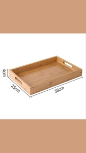 Plateau de service rectangulaire en bois d'acacia de haute qualité pour la nourriture, le petit-déjeuner, les desserts, avec poignée, pour la maison et les fêtes de Noël - Product Image 6